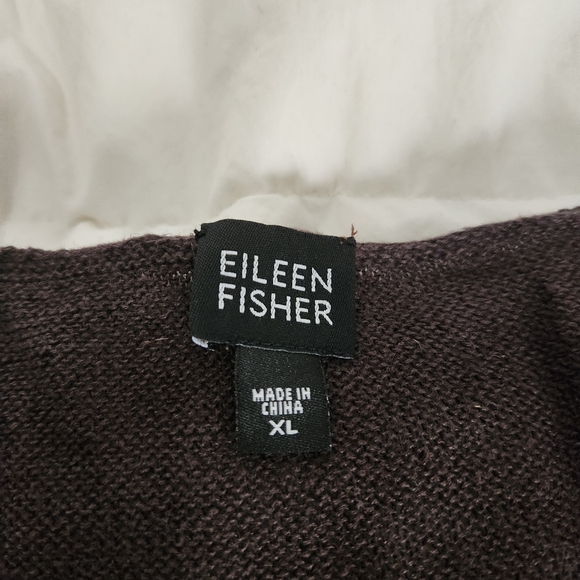 eileen fisher sweater 100% Linen Brown L/S V Neck Size XL - Picture 2 of 8